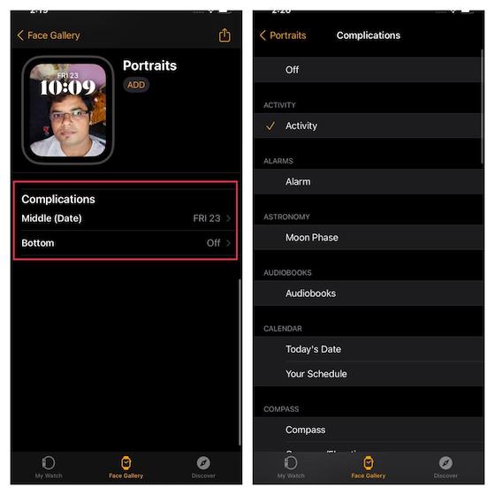 Portraits Watch Face Complications