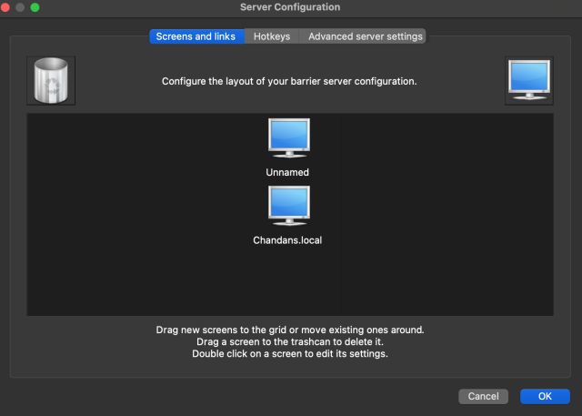 Configure the barrier on macos