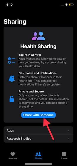 Share with someone - how to set up Health Sharing in iOS 15