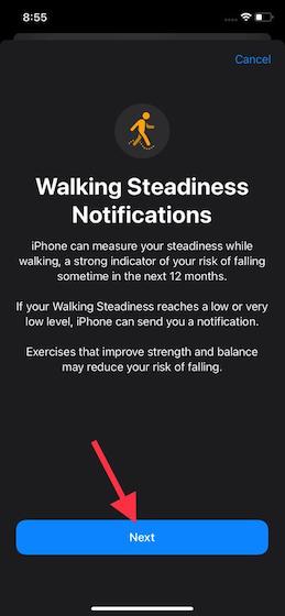 Walking stability setting