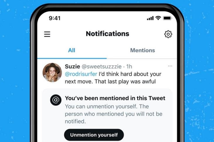 Twitter unmention yourself feature