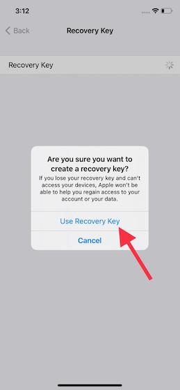 Use recovery key