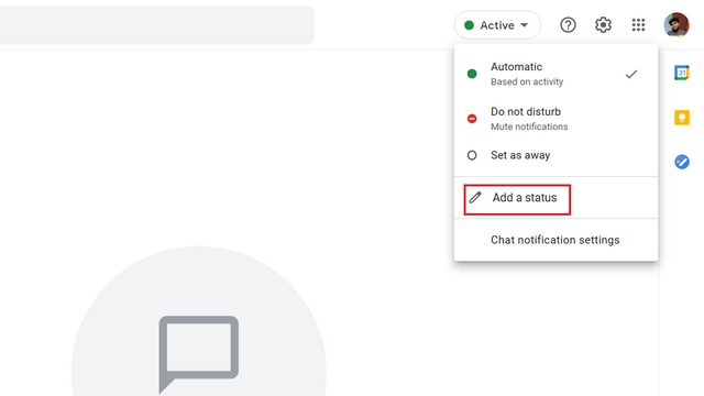 add custom status google chat