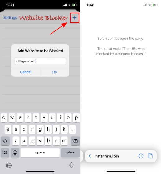 blokuj strony internetowe w safari na ios