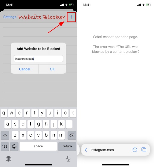 how to block websites safari iphone