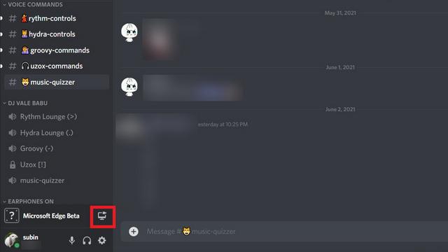click on stream button discord