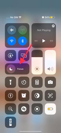 control center on iPhone