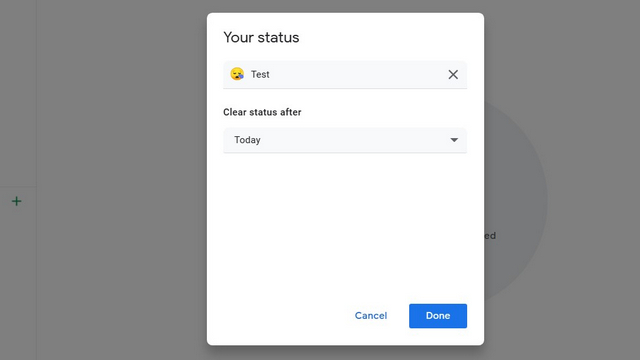 benutzerdefinierter Status mit Emoji und Text im Google Chat
