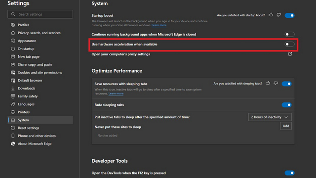 Microsoft edge аппаратное ускорение