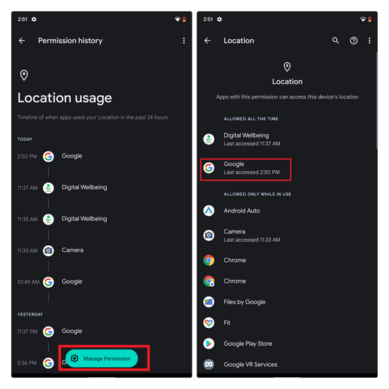 disable location access privacy dashboard