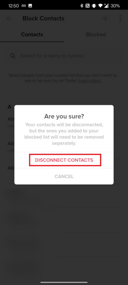 disconnect contacts