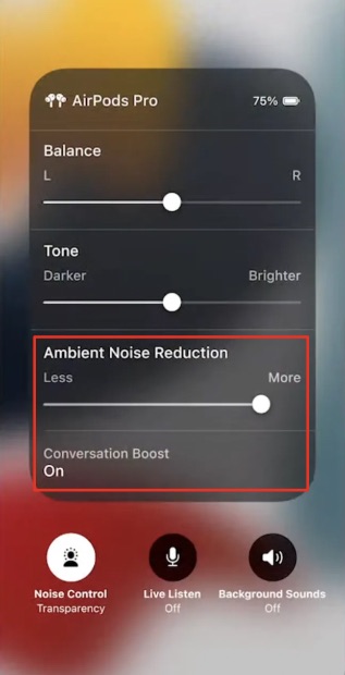 airpods pro ambient noise reduction ios 15