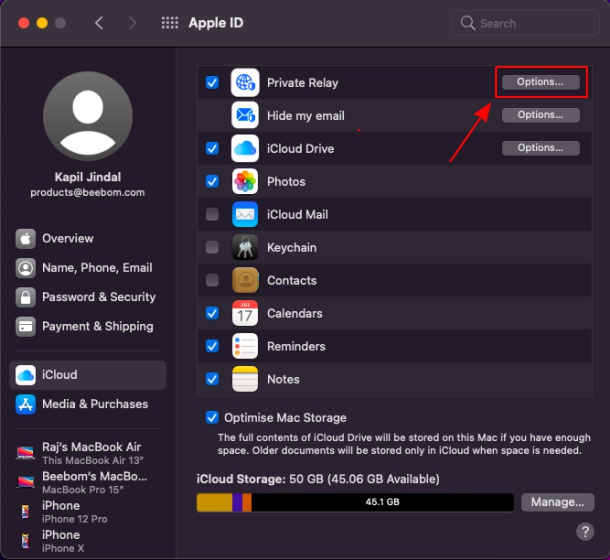 включить icloud private relay mac 2