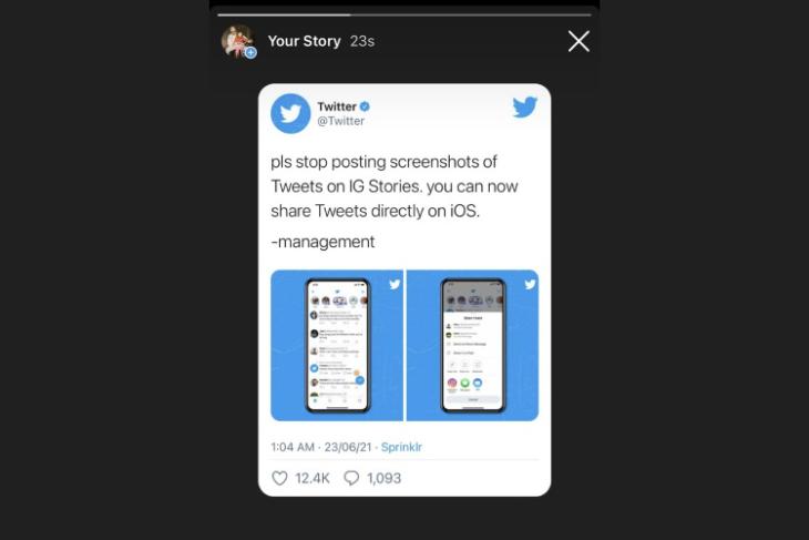how to share tweets in Instagram story on ios and Android