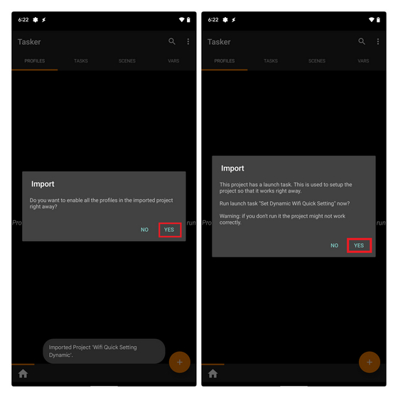 import project to tasker