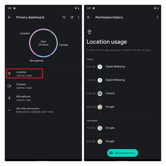 location usage