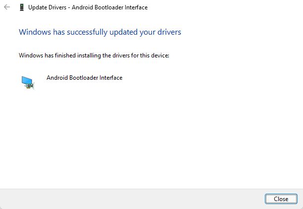 screenshot of updated Android Bootloader drivers