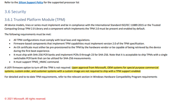 windows 11 tpm requirement