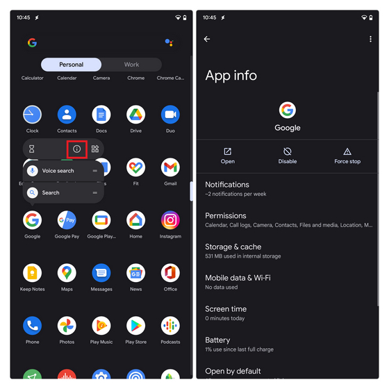 open google settings android