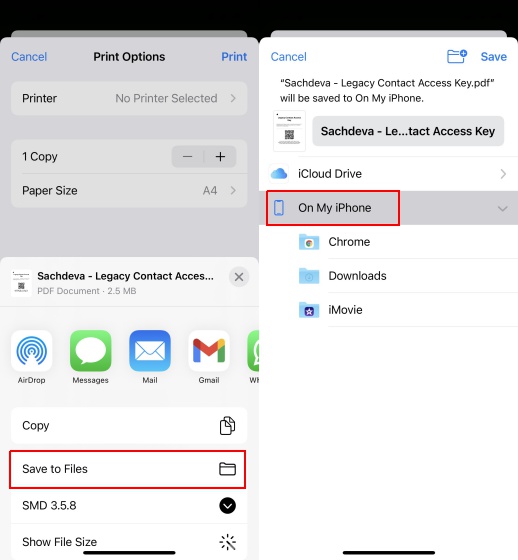 save access key of apple digital legacy content on iPhone