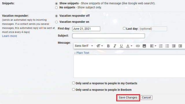 save changes gmail