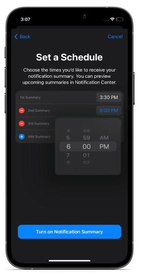 schedule notification summary 2