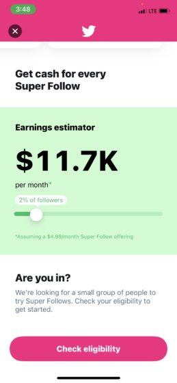 twitter super followers revenue estimate