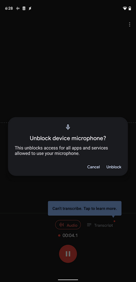 unblock mic android 12