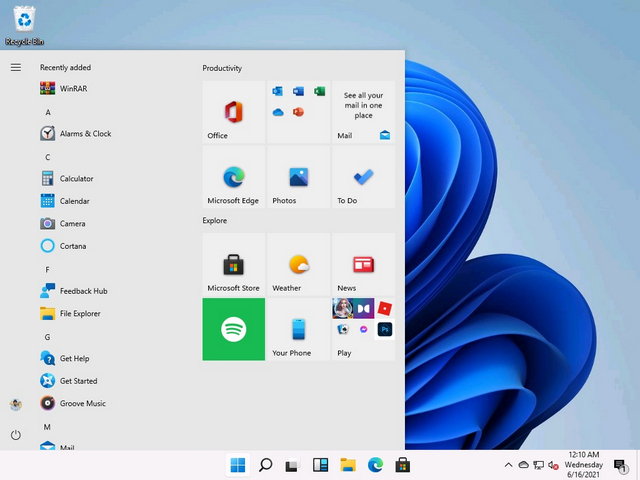 windows 10 start menu with live tiles on windows 11