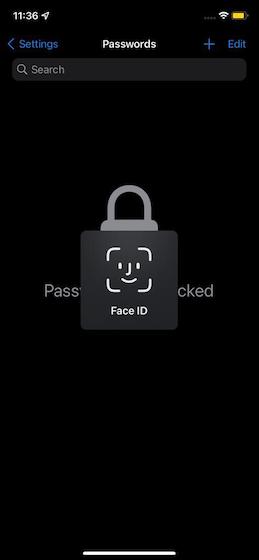 Authenticate your account through Face ID
