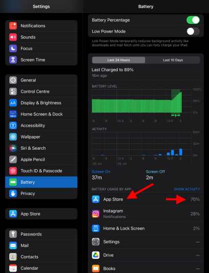 Battery usage