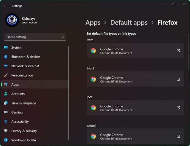 Change Default Browser in Windows 11