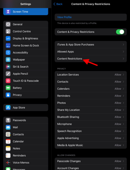 Content Block Setting