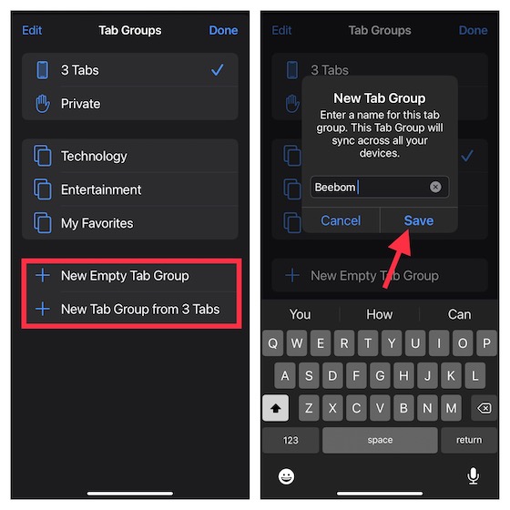 Create a Safari tab group