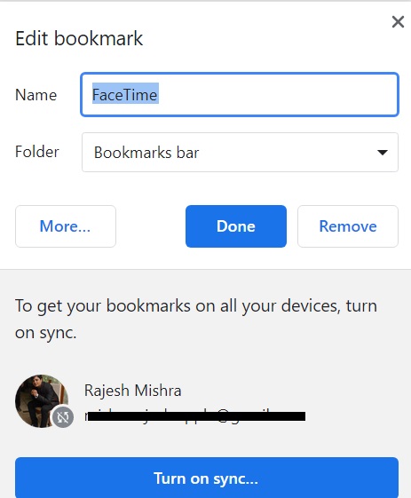 Персонализирайте FaceTime Bookmark