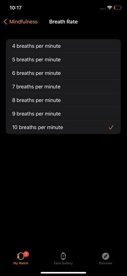 Customize breathe rate