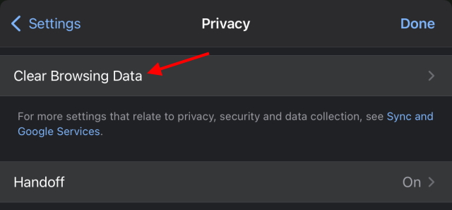 cookies and cache data ipad