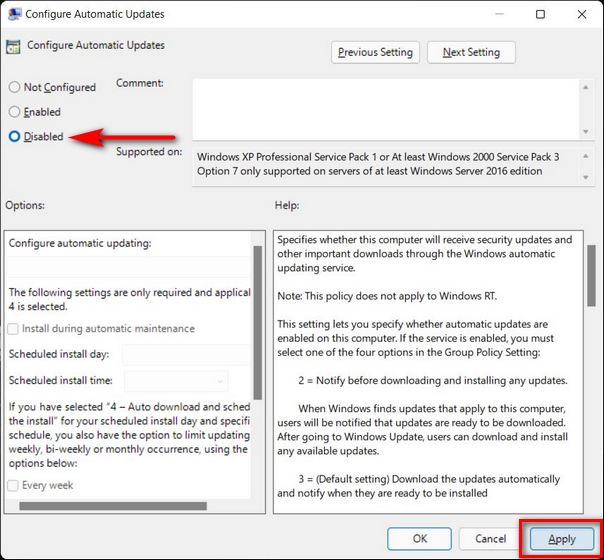 Disable Windows 11 Automatic Updates Using Group Policy