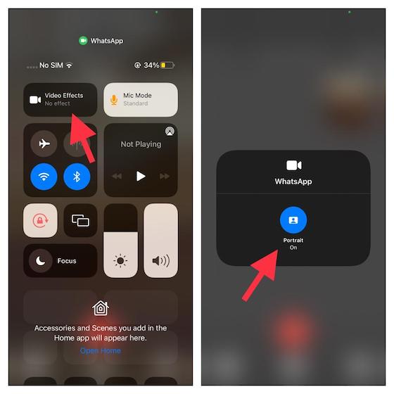 Enable Portrait mode via Control Centre