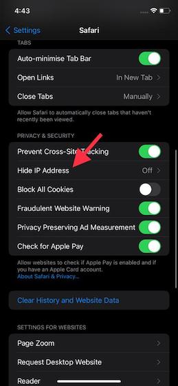 safari hide ip address ios 15