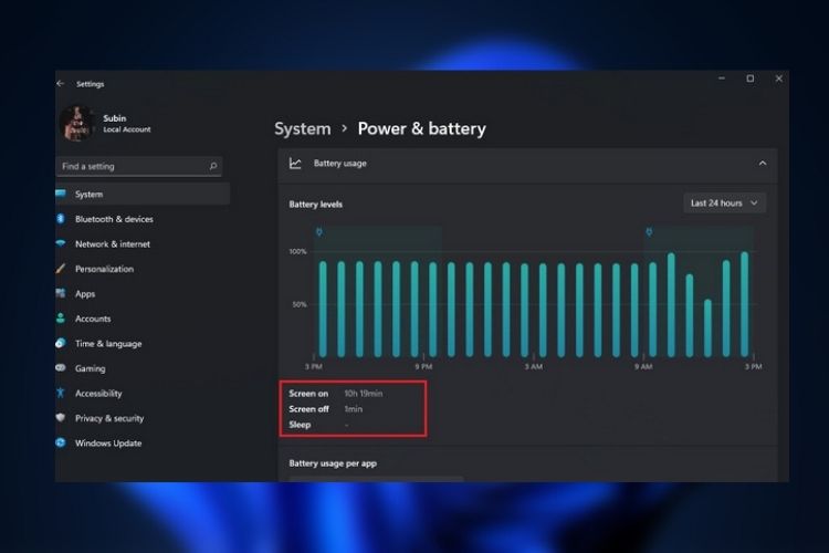 how to check screen time windows 11 pc