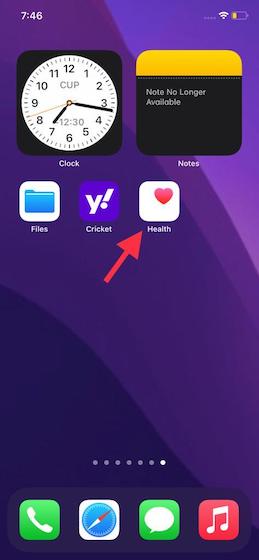 Launch Health app on iPhone