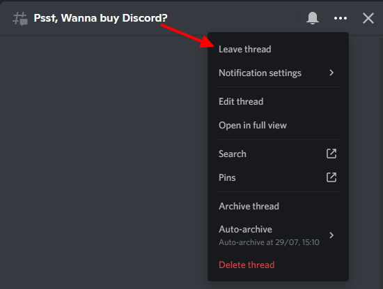 Leave discord threads