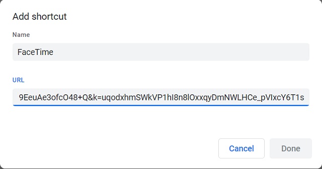 Now add FaceTime link shortcut to Chrome
