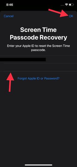 Enter Apple ID and password