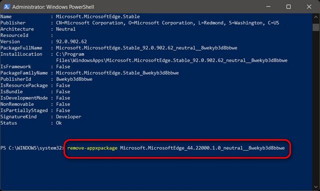 uninstall edge windows 11 powershell