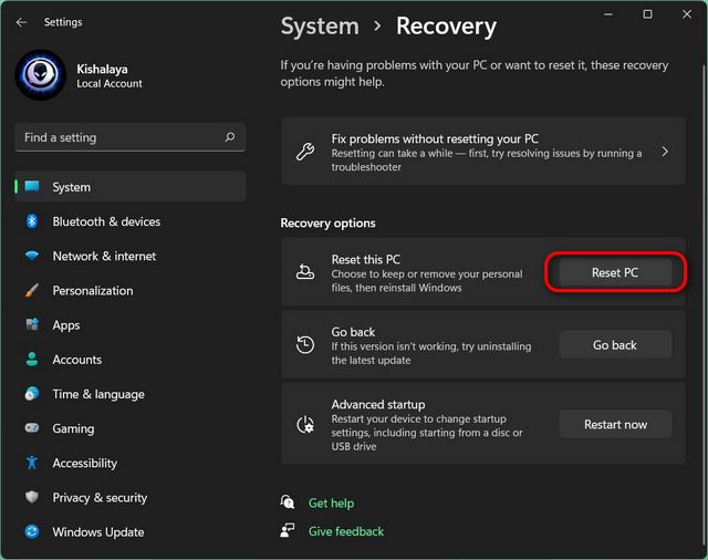 resetting PC can help fix install error 0x800f081f