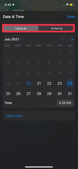 How to Set Leaving and Arrival Times in Apple Maps
