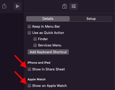 macOS Monterey Settings to enable shortcuts on iPhone and Apple Watch