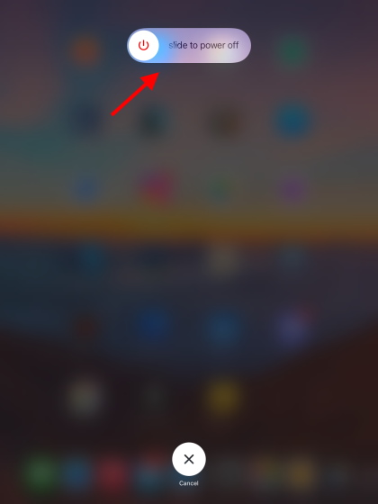 iPad power off slider